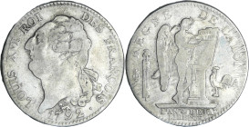 France - Constitution (1791-1792) - Ecu de 6 livres type FRANCOIS 1792 A (Paris) 2ème sem

TTB

Ga.55

 Ar ; 28.91 gr ; 39 mm