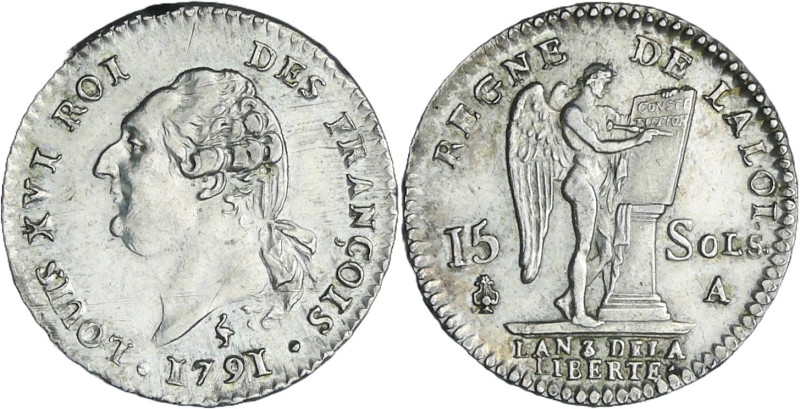 France - Constitution (1791-1792) - 15 sols type FRANCOIS 1791 A (Paris)

SUP...