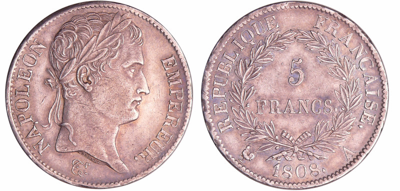 France - Napoléon 1er (1804-1814) - 5 francs revers république 1808 A (Paris)
...