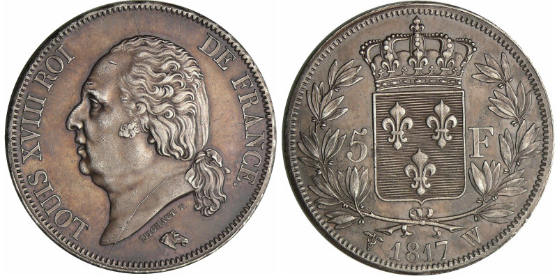 France - Louis XVIII (1815-1824) - 5 francs au buste nu 1817 W (Lille)

SUP+
...