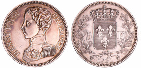 France - Henri V Comte de Chambord (1820-1883) - 5 francs 1831

SUP

Ga.651.VG.2690-Maz.905

 Ar ; 24.48 ; 37 mm