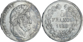 France - Louis-Philippe Ier (1830-1848) - 5 francs tête laurée 2ème type 1839 W (Lille)

SUP

Ga.678-F.324

 Ar ; 25.00 gr ; 37 mm