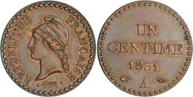 France - Deuxième république (1848-1852) - 1 centime Dupré 1851 A (Paris)

SUP

Ga.84-F.101

 Br ; 2.01 gr ; 18 mm