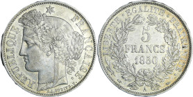 France - Deuxième république (1848-1852) - 5 francs Cérès 1850 A (Paris)

SUP

Ga.719-F.327

 Ar ; 24.93 gr ; 37 mm