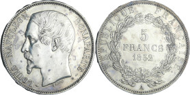 France - Louis Napoléon Bonaparte (1848-1852) - 5 francs 1852 A (Paris)

SUP

Ga.726-F.329

 Ar ; 24.94 gr ; 37 mm