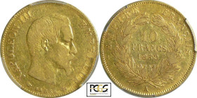 France - Napoléon III (1852-1870) - 10 francs grand module 1859 A (Paris)

PCGS VF 30

Ga.1014-F.506

 Au ; 3.22 gr ; 19 mm

PCGS #49310070.