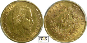 France - Napoléon III (1852-1870) - 10 francs grand module 1860 BB (Strasbourg)

PCGS Genuine

Ga.1014-F.506

 Au ; 3.22 gr ; 19 mm

PCGS #493...