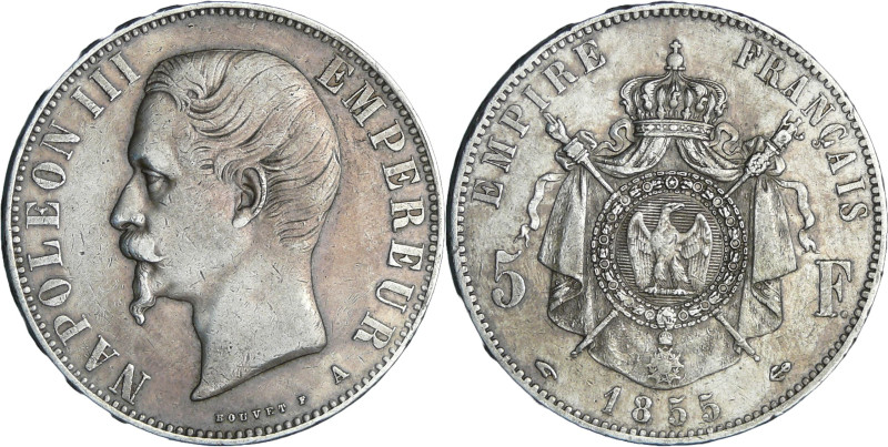 France - Napoléon III (1852-1870) - 5 francs tête nue 1855 A (Paris)

TB+

G...