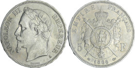 France - Napoléon III (1852-1870) - 5 francs tête laurée 1866 A (Paris)

TTB+

Ga.739-F.331

 Ar ; 24.88 gr ; 37 mm

Monnaie frappée à 37893 e...