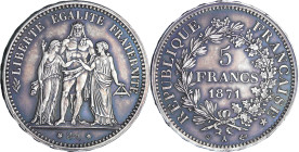 France - Commune de Paris (1871) - 5 francs Hercule Camélinat - 1871 A (Paris)

SUP+

Ga.744-F.334

 Ar ; 24.90 gr ; 37 mm

Variété avec la da...