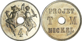 France - Troisième république (1871-1940) - 4 centimes - Essai monétaire en nickel de (1889)

SPL

A/ 4 Mercure et l’Industrie.

R/ PROJET T (pe...