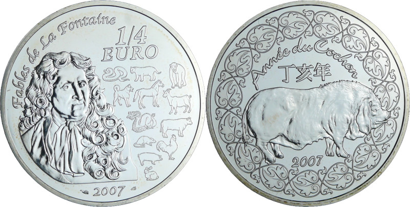 France - Série calendrier chinois - Belle Épreuve 1/4 d'euro Année du cochon 200...