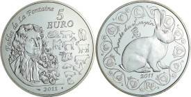 France - Série calendrier chinois - Belle Épreuve 5 euro Année du lapin 2011

BE

 Ar ; 22.2 gr ; 37 mm

Monnaie avec certificat numéroté (02569...
