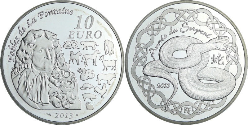 France - Série calendrier chinois - Belle Épreuve 10 euro - Année du serpent 201...