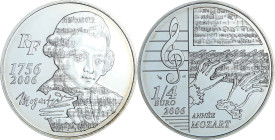 France - Personnages célébres - Belle Épreuve de 1/4 d'euro - Mozart 2006

BE

 Ar ; 22.2 gr ; 37 mm

Monnaie présentée dans son écrin avec cart...