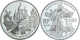 France - Lieux et monuments de France - Belle Épreuve de 1 1/2 euro - Montmartre 2002

BE

 Ar ; 22.2 gr ; 37 mm

Monnaie présentée dans son écr...