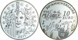 France - Série Europa - Belle Épreuve de 10 euro - 30e anniversaire de la fête de la musique 2011

BE

 Ar ; 22.2 gr ; 37 mm

Monnaie avec certi...
