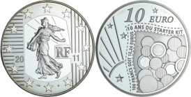 France - Série Semeuse - Belle Épreuve de 10 euro - 10 ans du stater kit 2011

BE

 Ar ; 22.2 gr ; 37 mm

Monnaie avec certificat numéroté (4422...