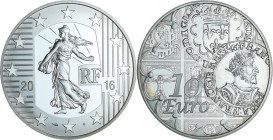 France - Série Semeuse - Belle Épreuve de 10 euro - Teston de François 1er 2016

BE

 Ar ; 22.2 gr ; 37 mm

Monnaie avec certificat numéroté (18...