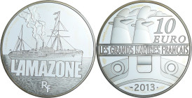 France - Série Les grands navires français - Belle Épreuve de 10 euro - L'Amazone 2013

BE

 Ar ; 22.2 gr ; 37 mm

Monnaie présentée dans son éc...
