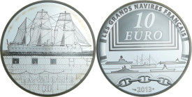 France - Série Les grands navires français - Belle Épreuve de 10 euro - La Gloire 2013

BE

 Ar ; 22.2 gr ; 37 mm

Monnaie présentée dans son éc...