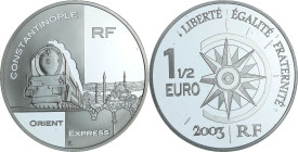 France - Voyage autour du Monde - Belle Épreuve de 1 1/2 euro - L'Orient Express 2003

BE

 Ar ; 22.2 gr ; 37 mm

Monnaie présentée dans son écr...