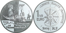 France - Les trains - Belle Épreuve de 1 1/2 euro - Le Transsibèrien 2004

BE

 Ar ; 22.2 gr ; 37 mm

Monnaie présentée dans son écrin avec cart...