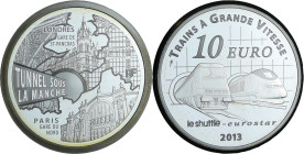 France - Les trains - Belle Épreuve de 10 euro - Gare du nord - Saint-Pancras 2013

BE

 Ar ; 22.2 gr ; 37 mm

Monnaie présentée dans son écrin ...
