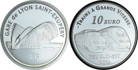 France - Les trains - Belle Épreuve de 10 euro - Lyon Saint-Exupery 2012

BE

 Ar ; 22.2 gr ; 37 mm

Monnaie présentée dans son écrin avec carto...