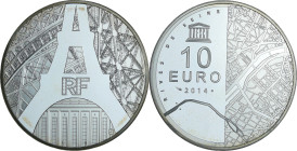 France - Série UNESCO Rives de Seine - Belle Épreuve de 10 euro - Tour Eiffel palais de Chaillot 2014

BE

 Ar ; 22.2 gr ; 37 mm

Monnaie présen...