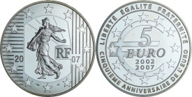 France - La Semeuse - Belle Épreuve de 5 euro - 5e anniversaire de l'euro 2007

BE

 Ar ; 22.2 gr ; 37 mm

Monnaie présentée dans son écrin avec...