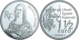 France - Belle Épreuve de 1 1/2 euro - Mona Lisa 2003

BE

 Ar ; 22.2 gr ; 37 mm

Monnaie présentée dans son écrin avec cartouche cartonné et ce...
