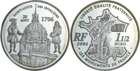 France - Belle Épreuve de 1 1/2 euro - Saint-Louis des Invalides 2006

BE

 Ar ; 22.2 gr ; 37 mm

Monnaie présentée avec son certificat numéroté...
