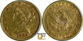 Etats-Unis - Liberty Head - 5 dollars 1882

PCGS AU 53

KM#101

 Au ; 8.36 gr ; 22.5 mm

PCGC #50824314