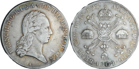 Pays-Bas autrichien - François II (1792-1835) - Couronne 1793 A (Vienne)

TB+

Dav.1180-HM#62.1

 Ar ; 29.37 gr ; 40 mm