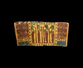 Egyptian Cartonnage with Four Sons of Horus
Roman Period, 1st century BC-1st century AD. A cartonnage panel depicting the Four Sons of Horus: Duamute...