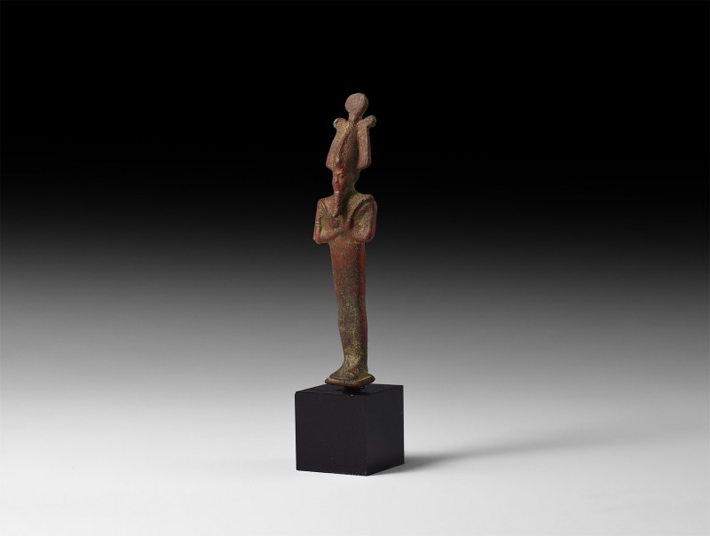 Egyptian Osiris Wearing Atef Crown
Late Period, 664-332 BC. A well-detailed bro...
