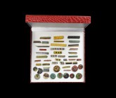 Egyptian Glass Architectural Inlays and Roman Spindle Whorl Collection
1st century BC-1st century AD. A mixed group of polychrome glass inlays includ...