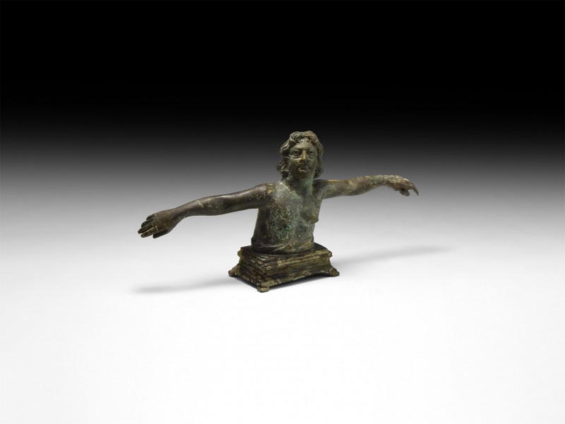 Roman Orontes River God Figure
1st-2nd century AD. A bronze figure of the river...