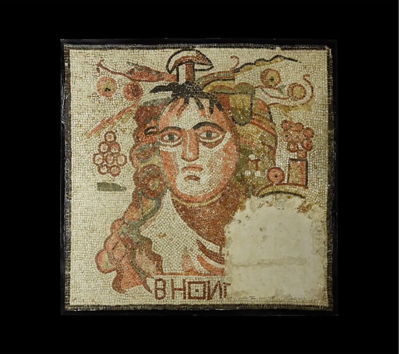 Roman Bacchus Mosaic Panel
3rd-4th century AD. A substantial mosaic panel depic...