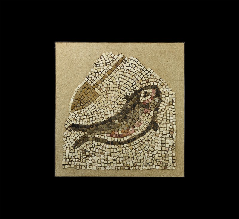Roman Fish and Oar Mosaic Panel
2nd-4th century AD. A mosaic panel fragment of ...