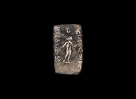 Roman Magical Amuletic Plaque
1st-2nd century AD. A small bronze plaque with Venus (Greek Aphrodite), the goddess of love, standing to the centre loo...