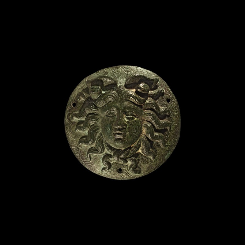 Roman Medusa Phalera
1st century AD. A substantial bronze fitting, possibly a m...