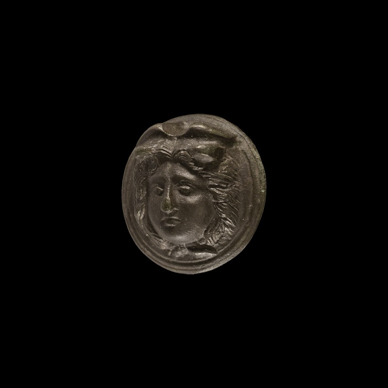 Roman Medusa Phalera
1st-2nd century AD. A substantial bronze discoid phalera w...