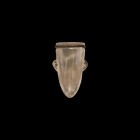 Roman Rock Crystal Vessel
1st-3rd century AD. A carved rock crystal cone with lateral pierced lug handles, gusset below rim with bronze collar. 58 gr...
