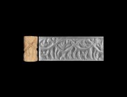 Western Asiatic Early Dynastic Cylinder Seal with Monsters
Sumerian, 3rd millennium BC. A carved marble cylinder seal with animals; accompanied by a ...