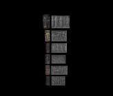 Western Asiatic Cylinder Seal Group
2nd millennium BC. A mixed group of mainly haematite and limestone cylinder seals with geometric and figural deta...