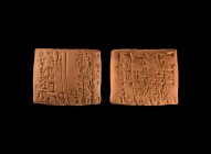 Western Asiatic Neo-Sumerian Messenger Tablet from Iri-Sagrig
Dated to 2028 BC. A pillow-shaped terracotta messenger tablet from the palace archive o...