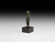 Western Asiatic Mesopotamian Worshipper Statuette
2nd millennium BC. A bronze figure of a male worshipper standing nude with hands folded across the ...