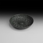 Western Asiatic Phiale Mesomphalos
5th-4th century BC. A bronze phiale with flanged rim, central mesomphalos boss surrounded by concentric circles an...
